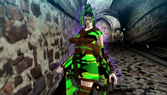 Bayonetta PC'贝约·兰博德绿色迷彩和服